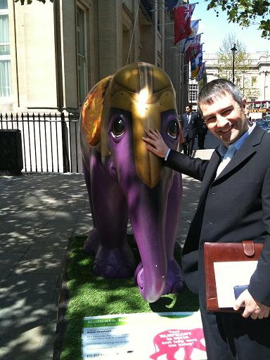 One of the elephants with our MD, David Stephens