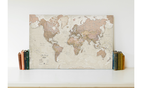 Large Canvas Antique World Map