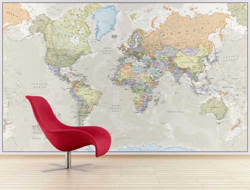 Giant World Map Mural - Classic