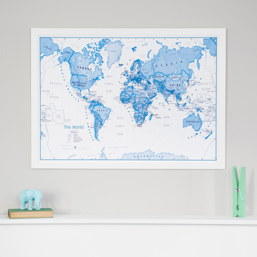 Children's Art Map of the World Blue