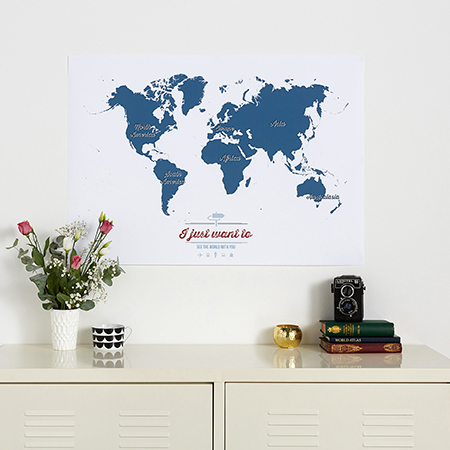 Personalised Travel Map of the World - Teal
