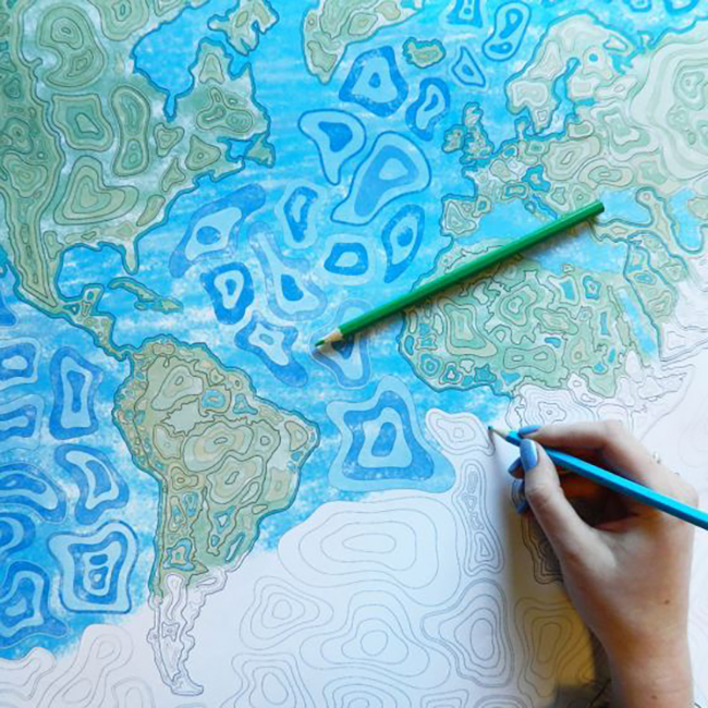 Abstract Contour Colouring Map