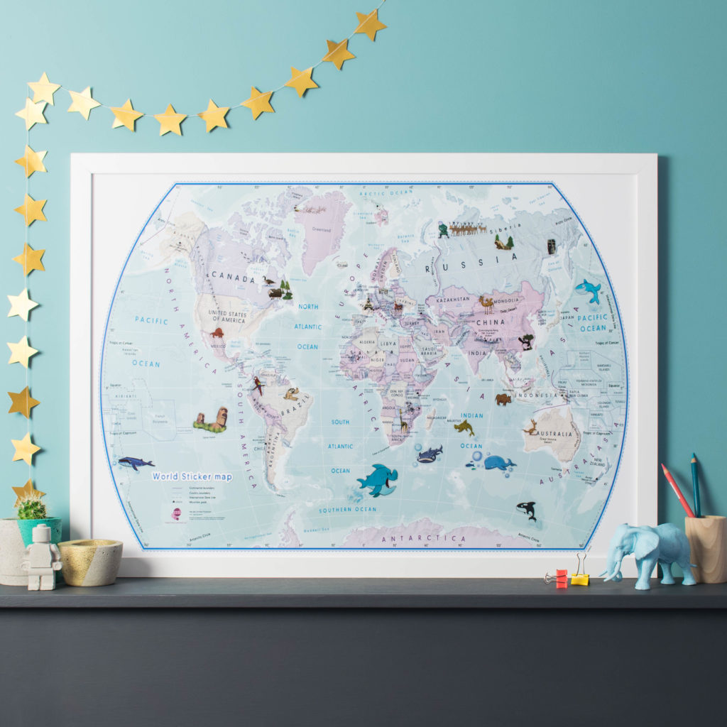 World Map for Kids - Illustrated Sticker Map Image