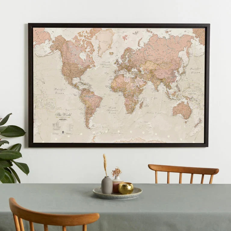 6 Top Spots for a Framed World Map in your Home