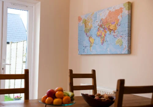 World Map on Canvas- Home Decoration