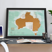 Scratch Travel Map Of Australia Black Wooden Frame