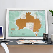 Scratch Map of Australia White Wooden Frame