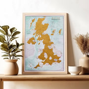 Scratch Map Of The UK With Wooden Frame