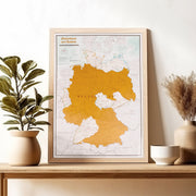 Scratch Map of Germany in Wooden Frame 