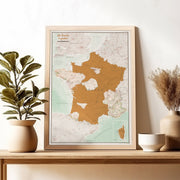 Scratch Map Of France in Wooden Frame 
