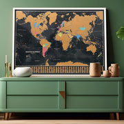 WM01844_M_BWWHI - Medium Scratch the World® Black Vibrant map print with flags