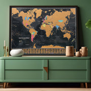 WM01844_M_BWBLA - Medium Scratch the World® Black Vibrant map print with flags