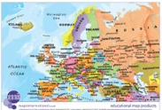 Europe map with hill shading and hypsometry.