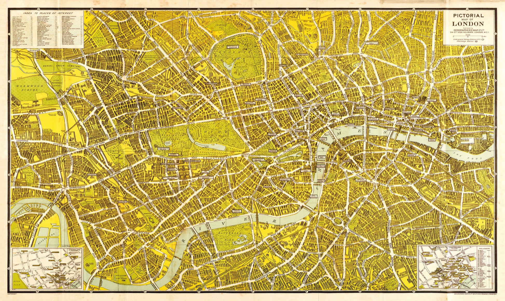 AZ01403_H_CANRL - A-Z Pictorial Canvas Map Central London 1938