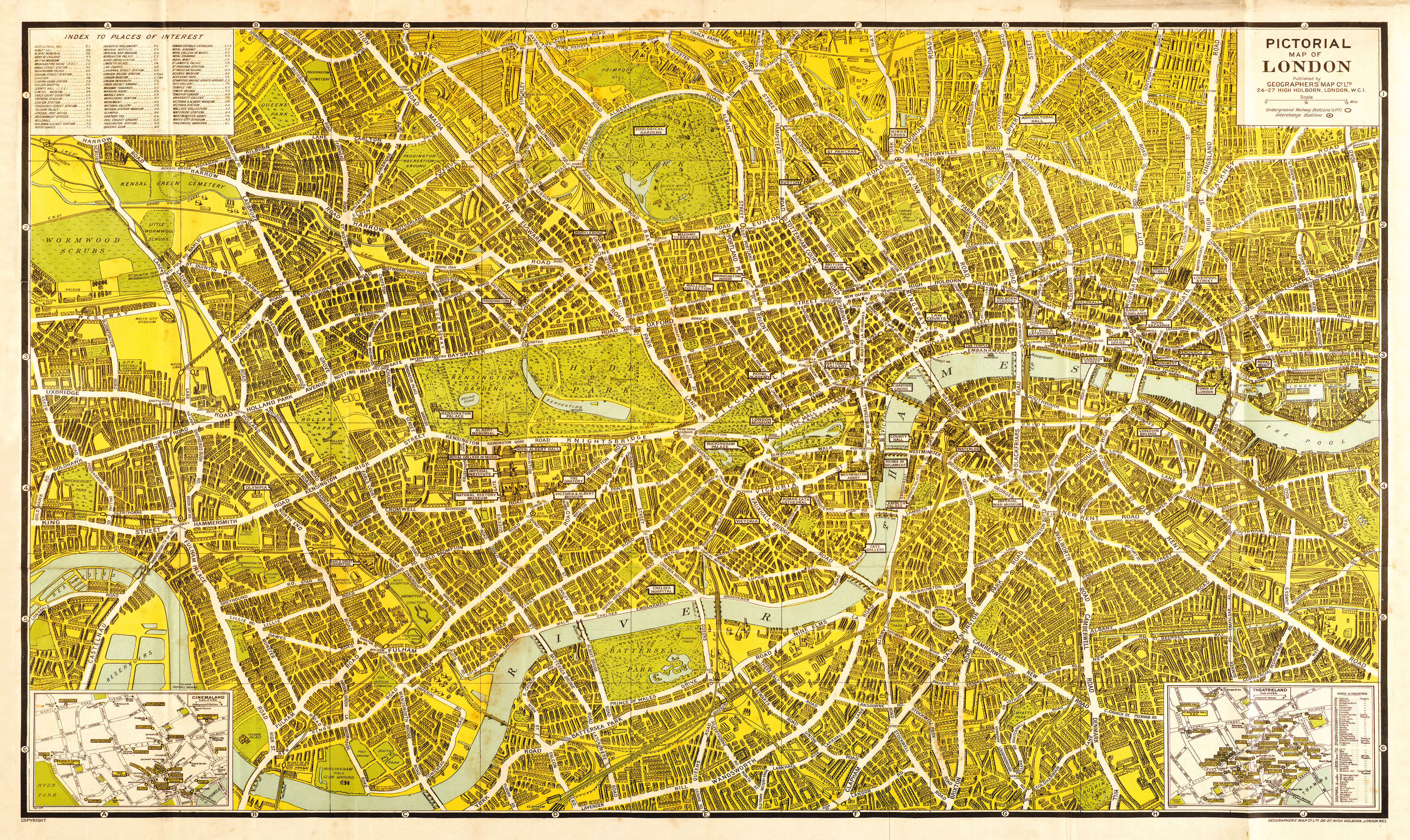 AZ01403_H_CANRL - A-Z Pictorial Canvas Map Central London 1938