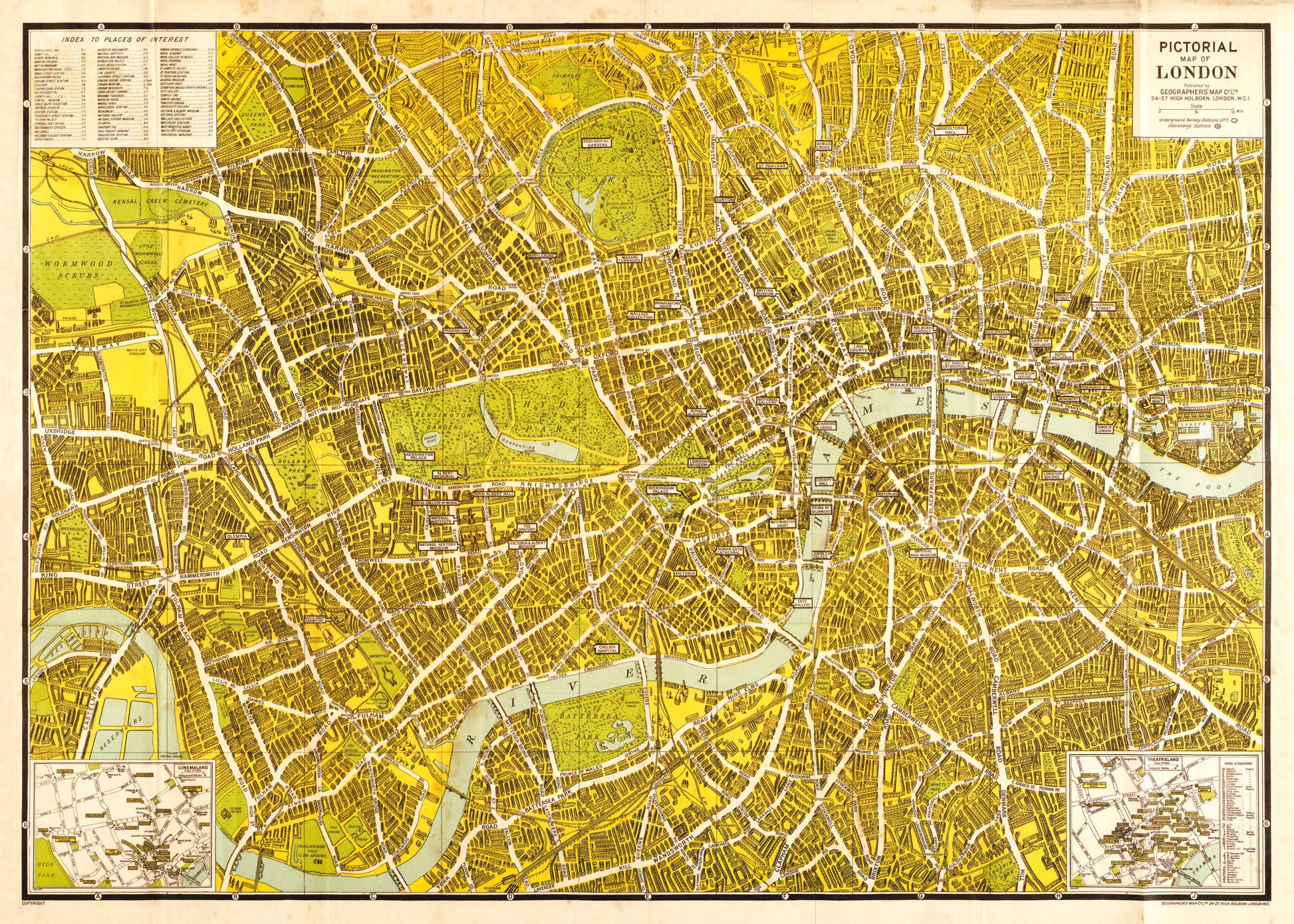 AZ01403_S_CANRL - A-Z Pictorial Canvas Map Central London 1938