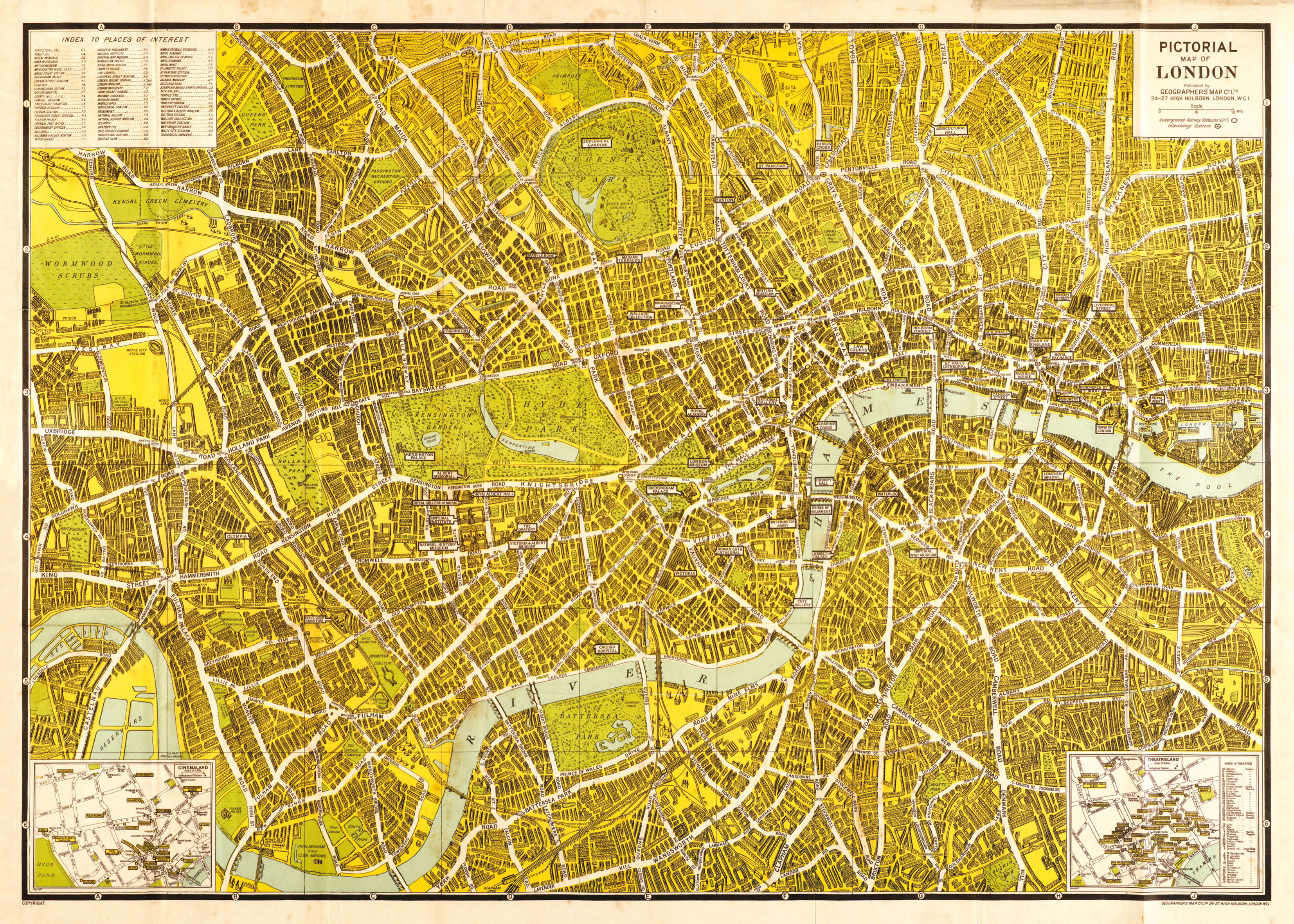 AZ01403_S_CANRL - A-Z Pictorial Canvas Map Central London 1938