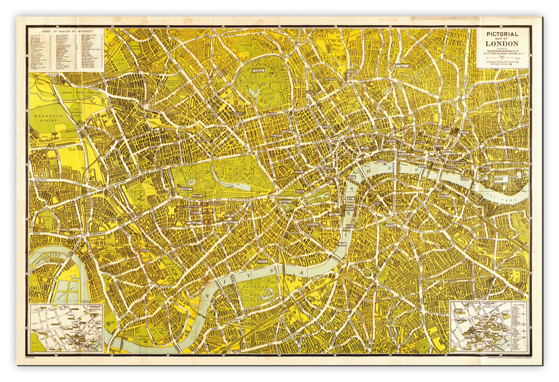AZ01403_L_CANVA - A-Z Pictorial Canvas Map Central London 1938