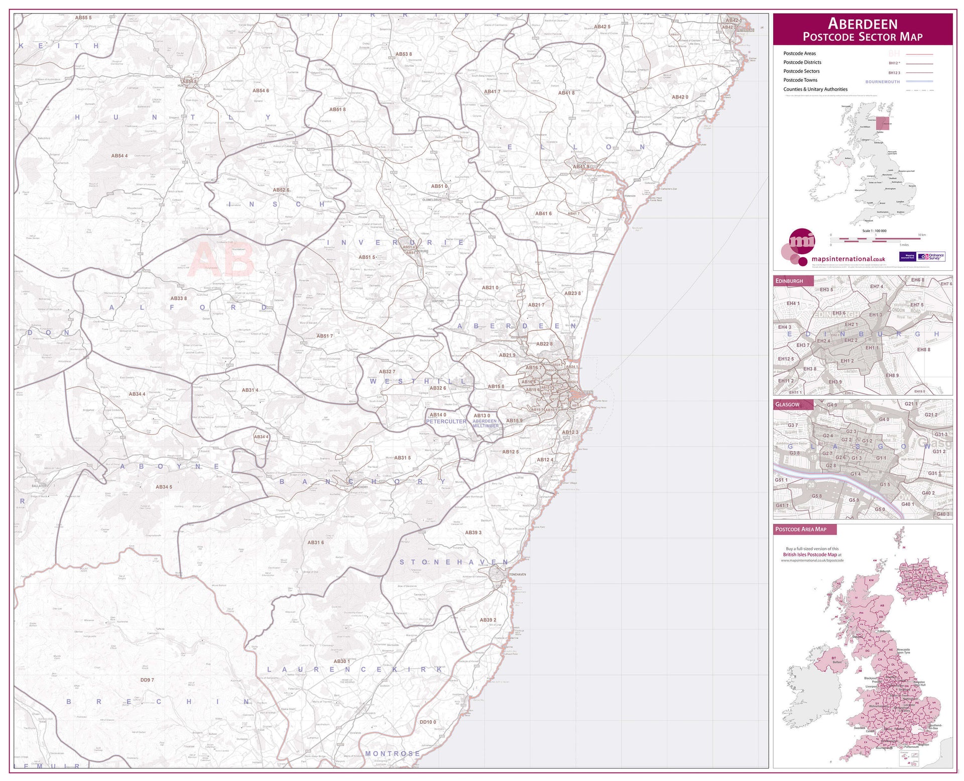 UK00760_L_PAPER Aberdeen Postcode Sector Map