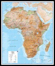 Africa Wall Map Physical Black Frame Pinbl
