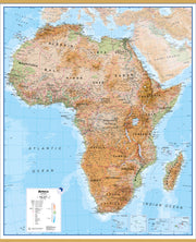 Africa Wall Map Physical Wooden Bars Lwdhb