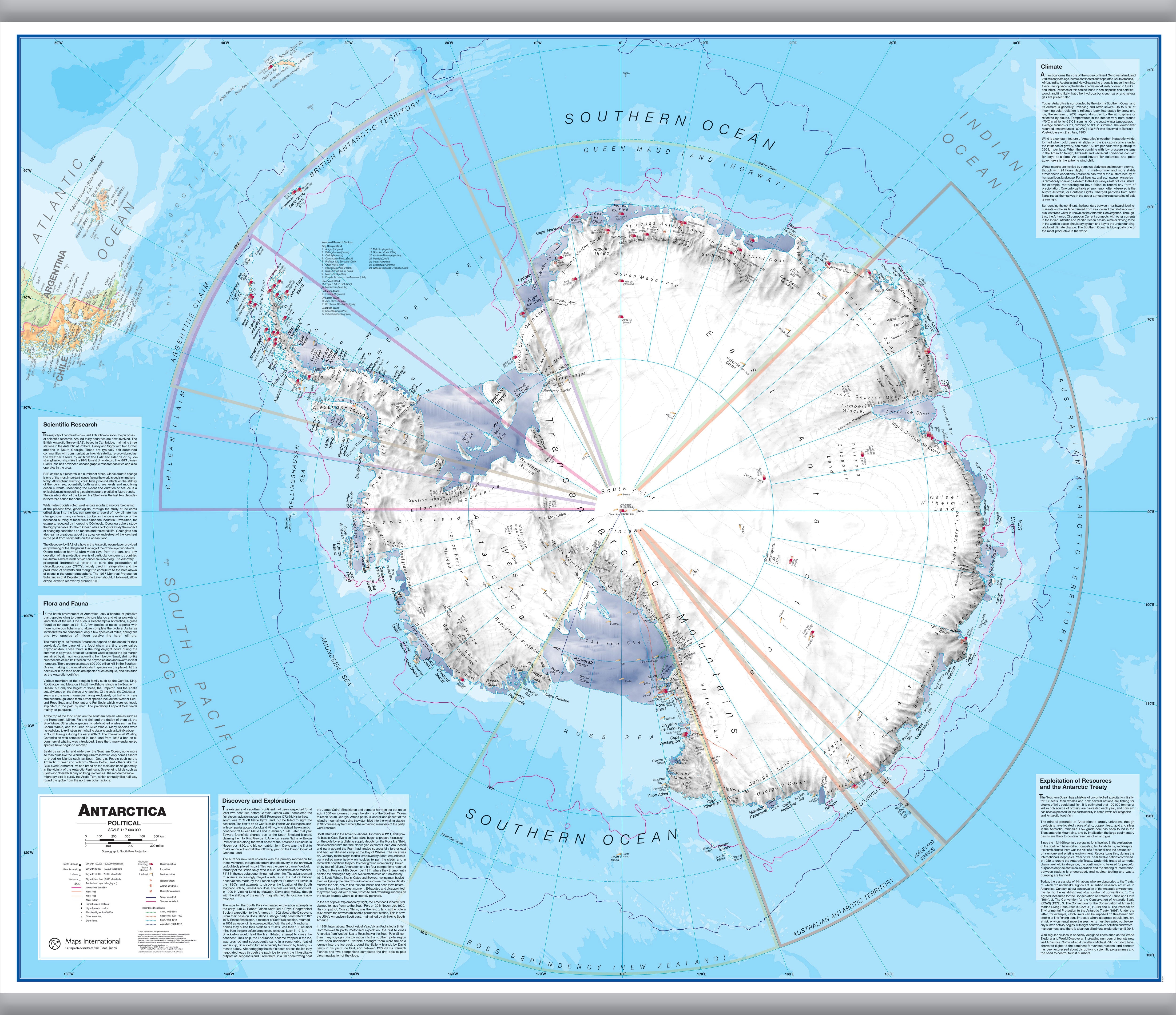 CT00015_H_LAMHB - Antarctica Wall Map Political