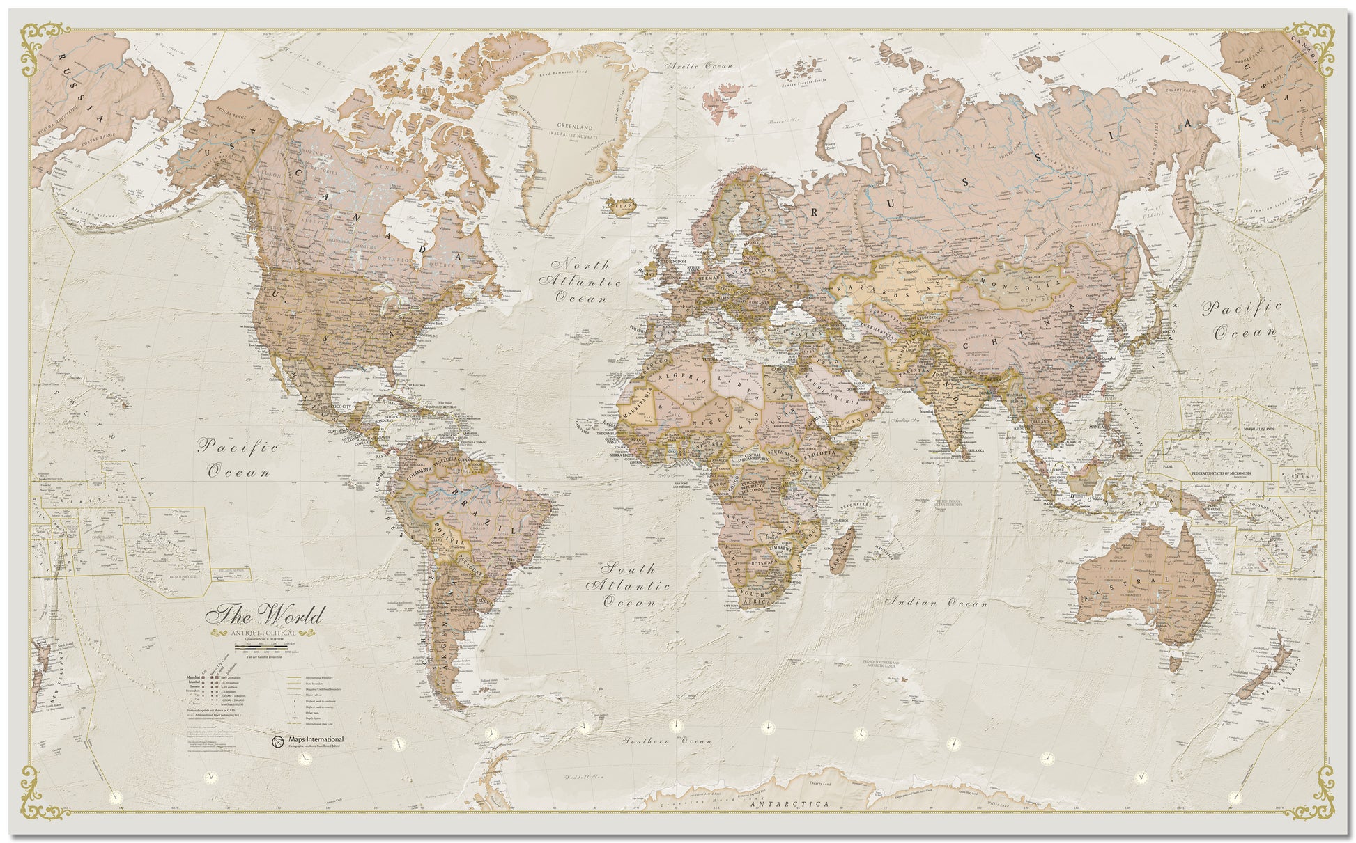 Antique World Map Board Board