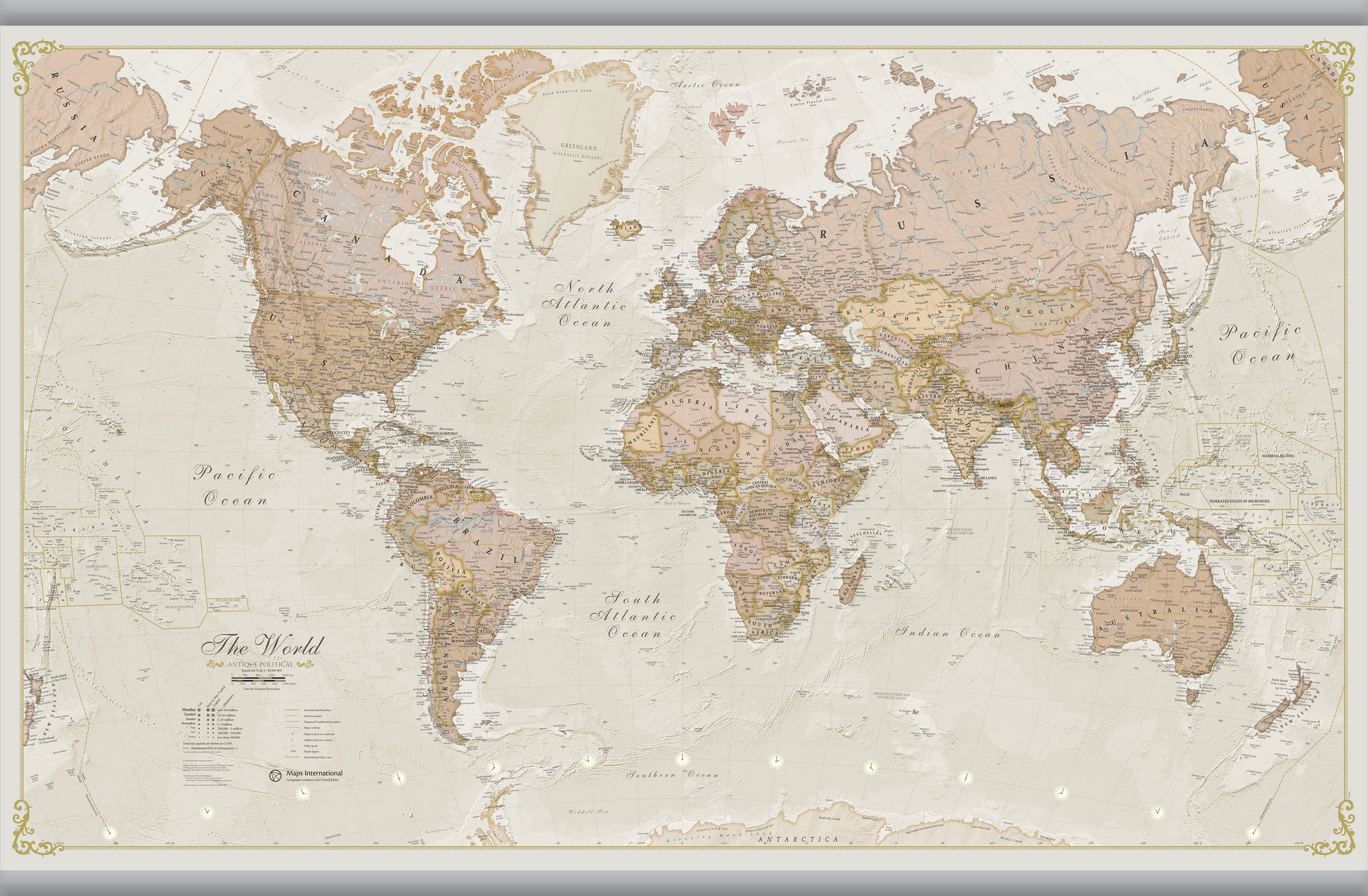 Antique World Map Hanging Bars Hangb