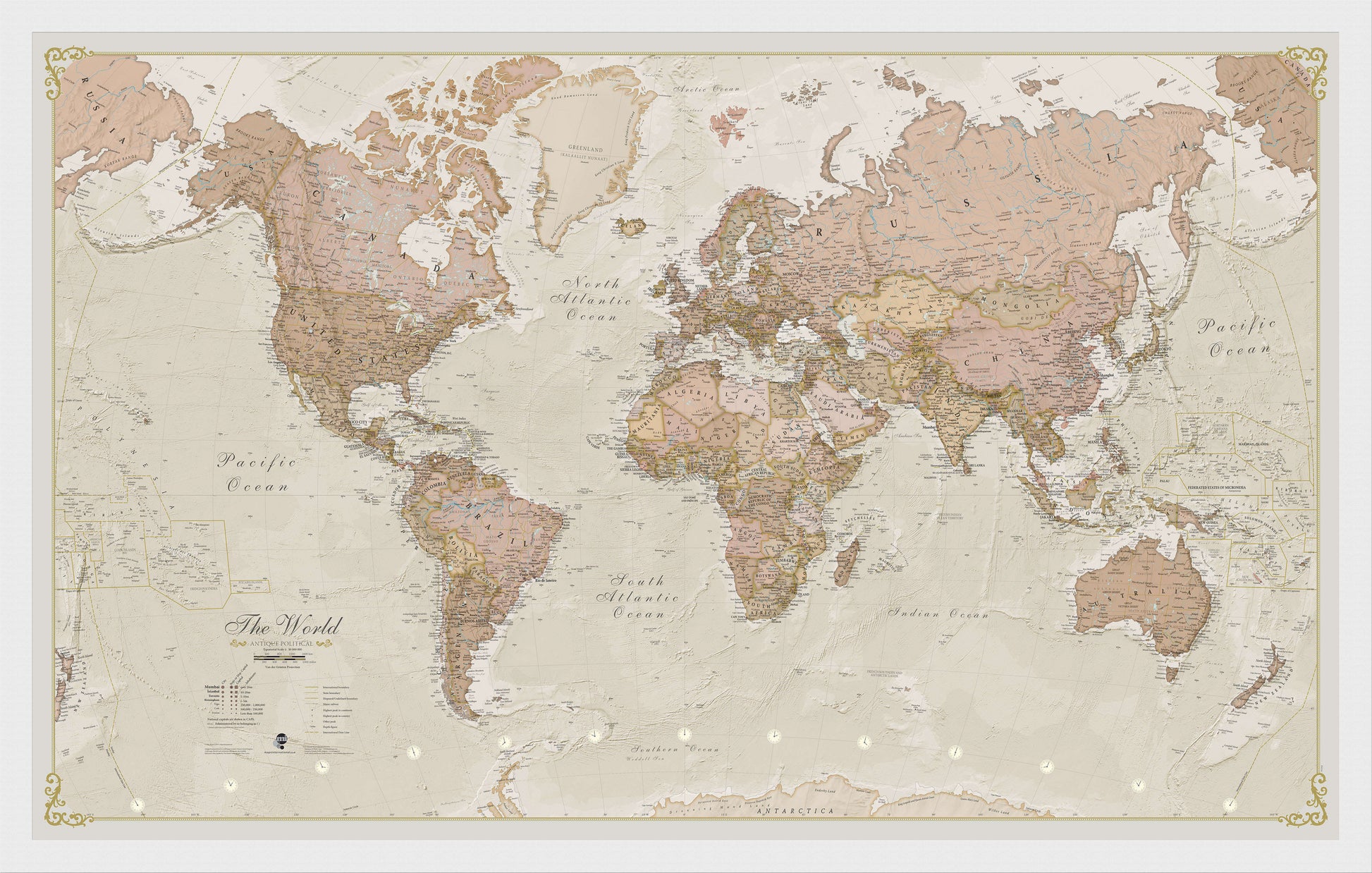 WM01164_S_BWWHI - Vintage Map of the World