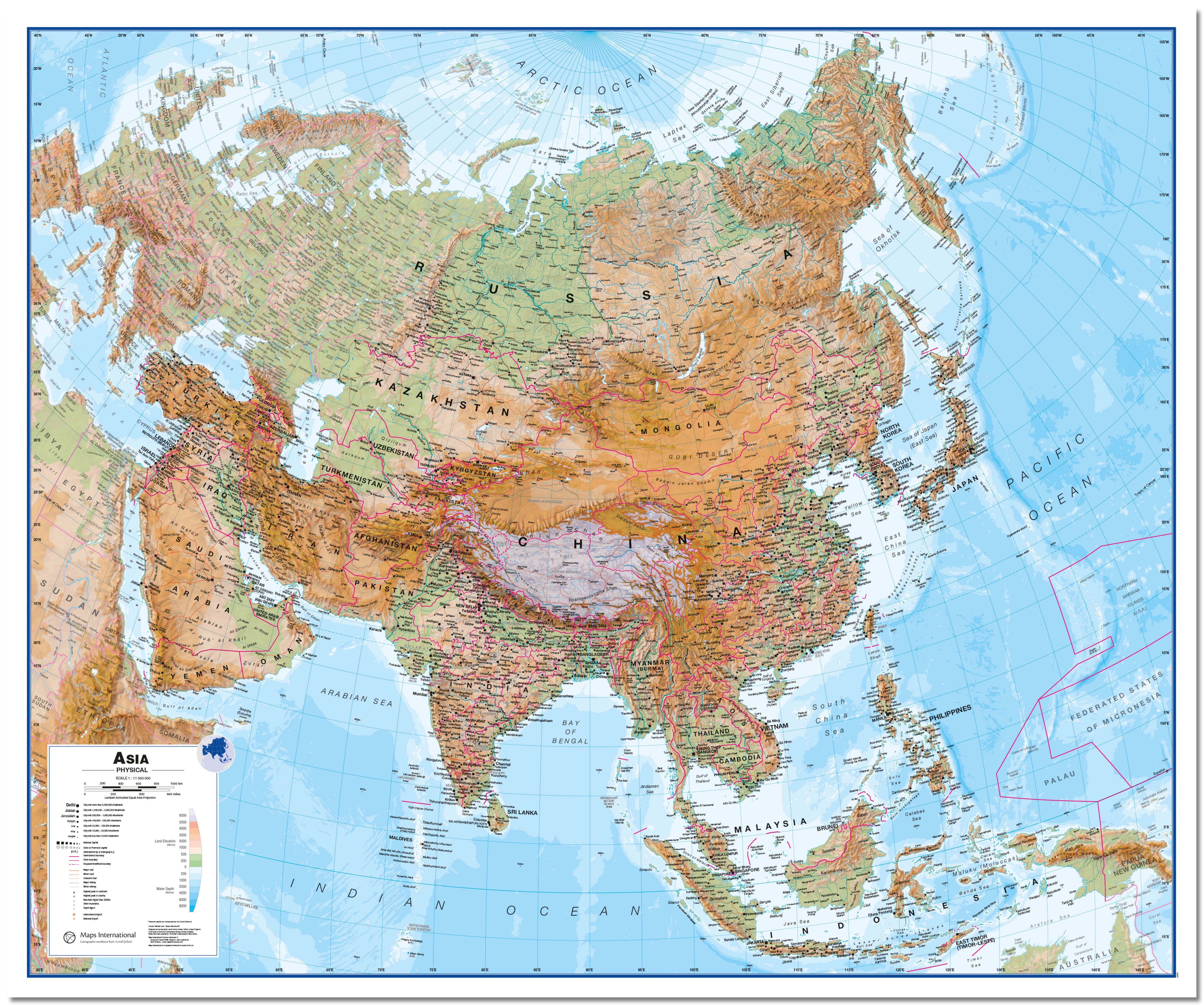 CT00407_LU_LMBRD - Asia Wall Map Physical