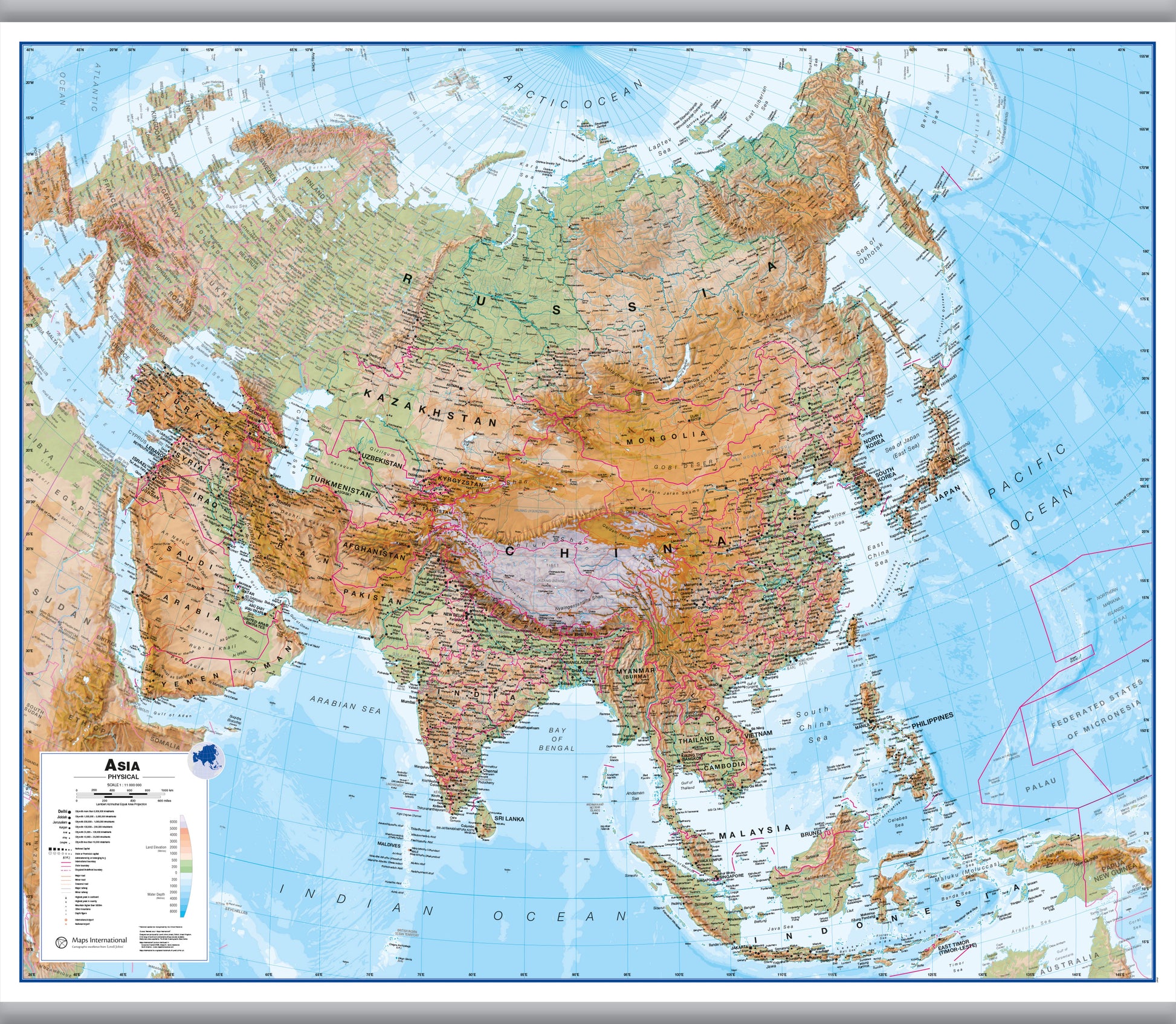 CT00407_LU_LAMHB - Asia Wall Map Physical