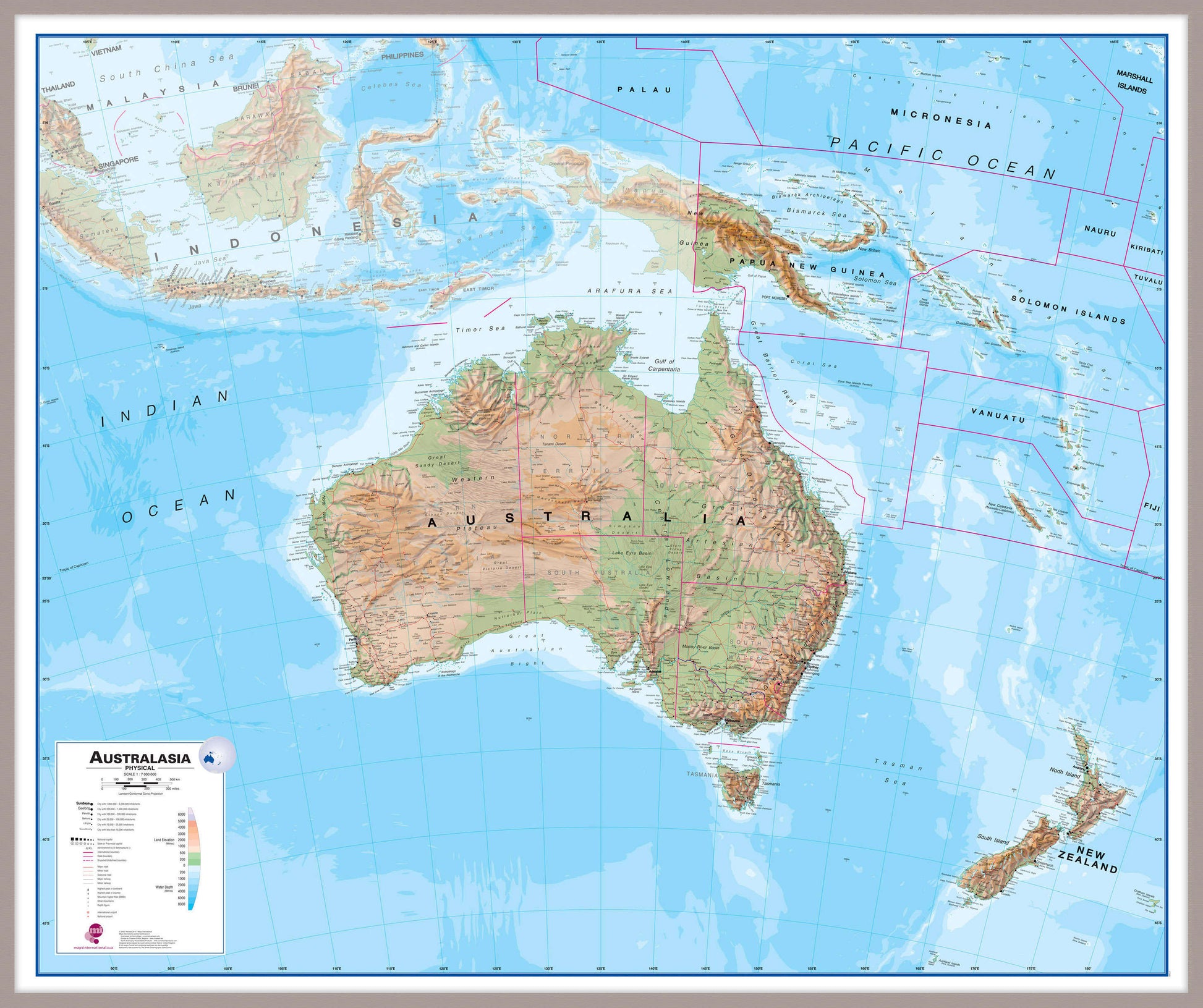 CT00408_H_MGFAL - Australasia Wall Map Physical