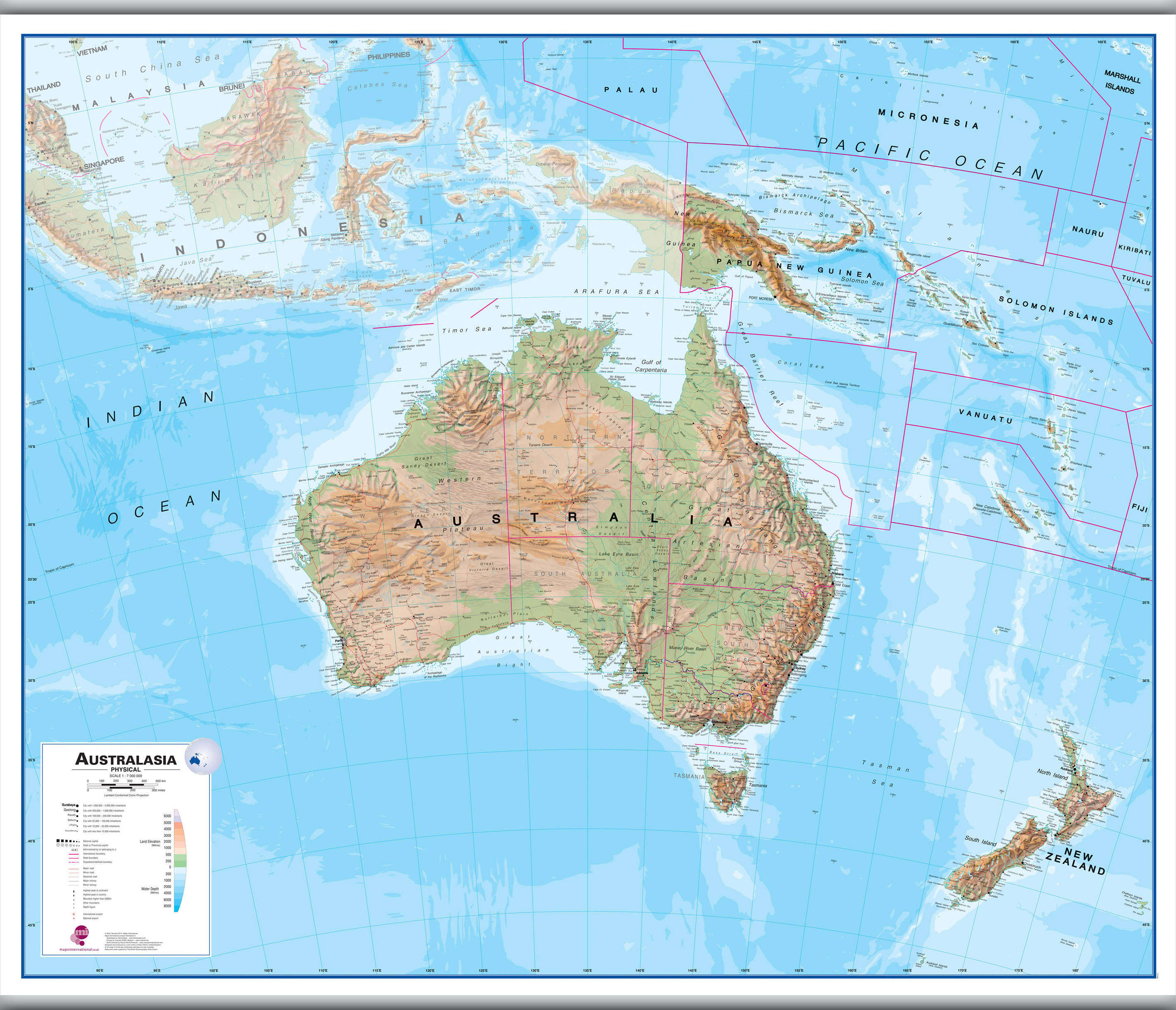 CT00408_L_CANHB - Australasia Wall Map Physical