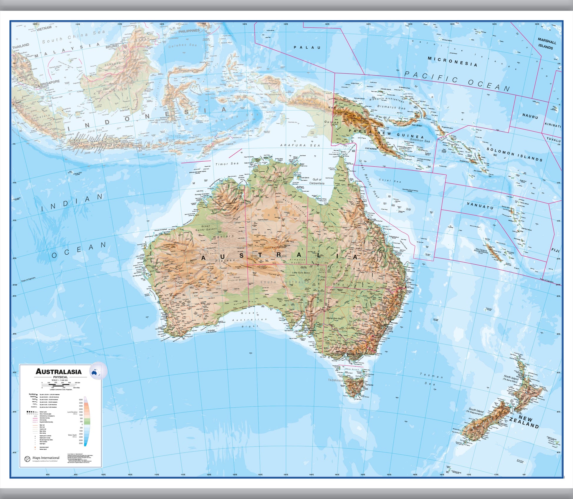 CT00408_LU_LAMHB - Australasia Wall Map Physical