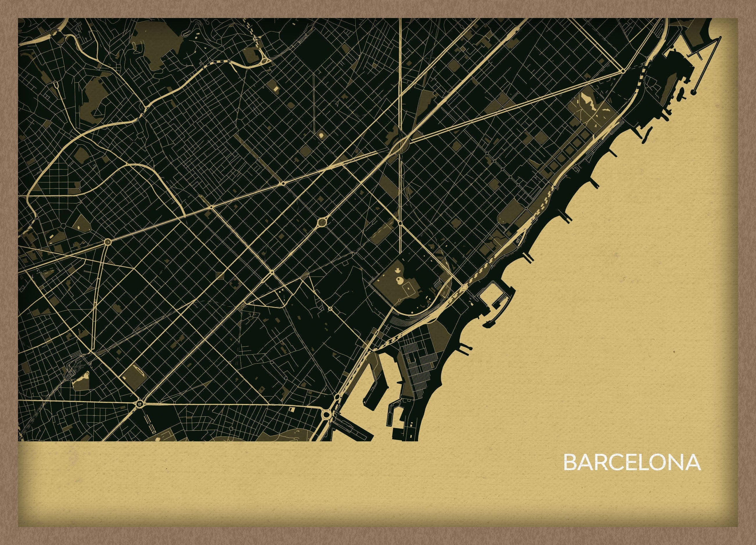 LS01568_3_WDOAK - Barcelona City Street Map Print Straw