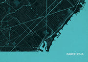 LS01569_3_MATTP - Barcelona City Street Map Print Turquoise