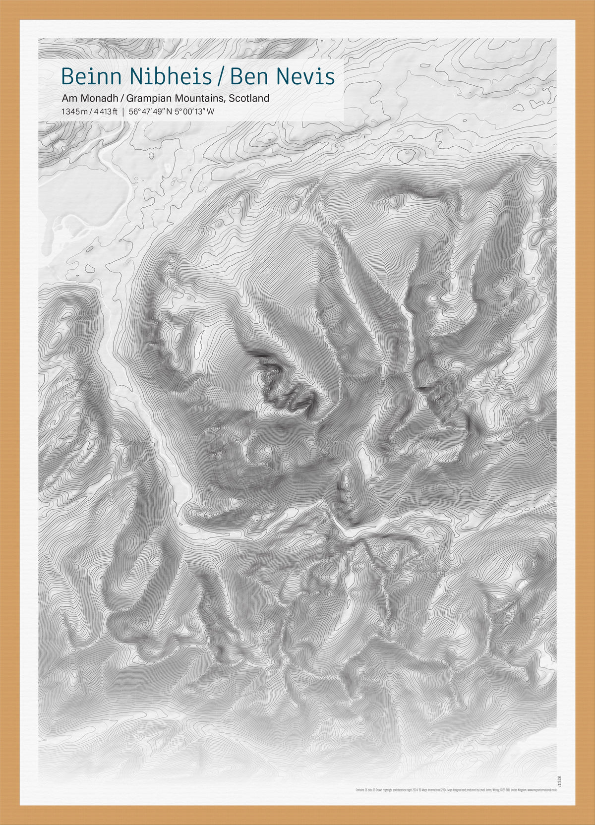 UK01747_3_WDOAK - A3 Ben Nevis Topographic Contour Map Print