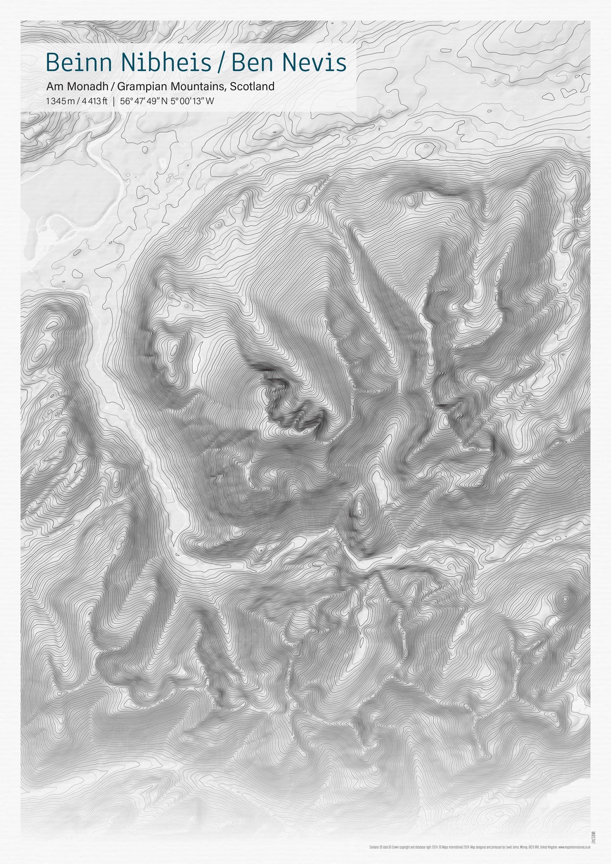 UK01747_3_MATTP A3 Ben Nevis Topographic Contour Map Print