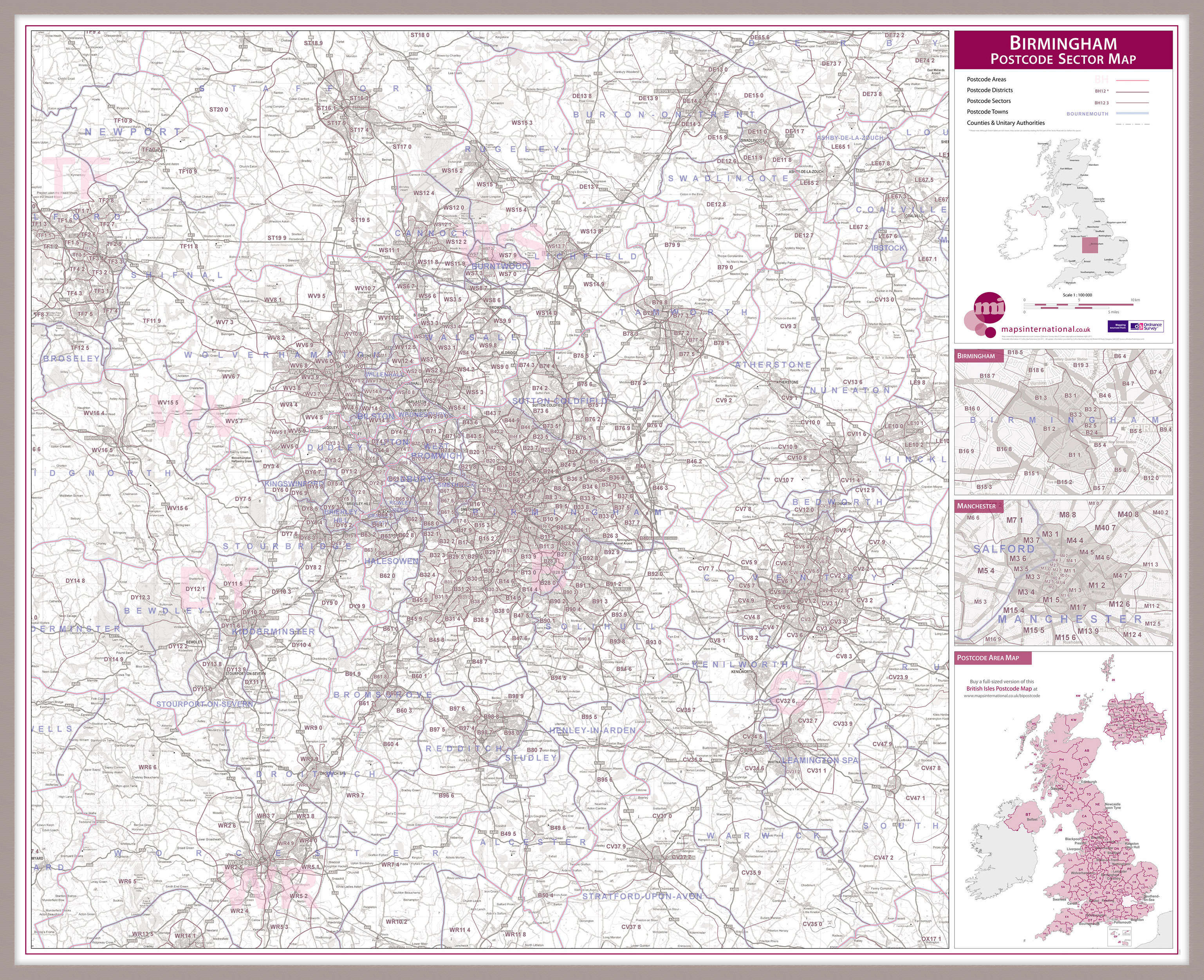 UK00761_L_LBDAL - Birmingham Postcode Sector Map