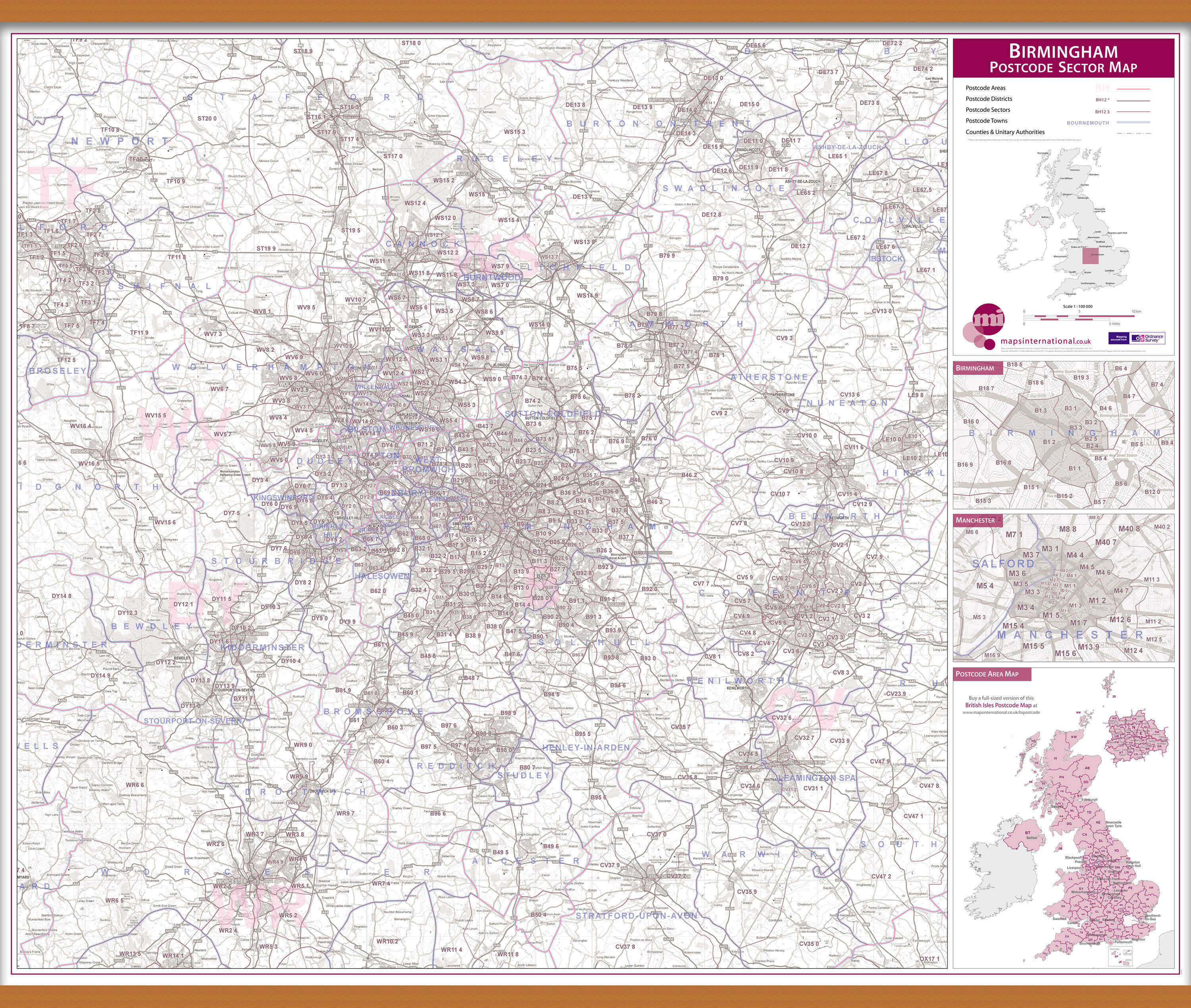 UK00761_L_LWDHB - Birmingham Postcode Sector Map