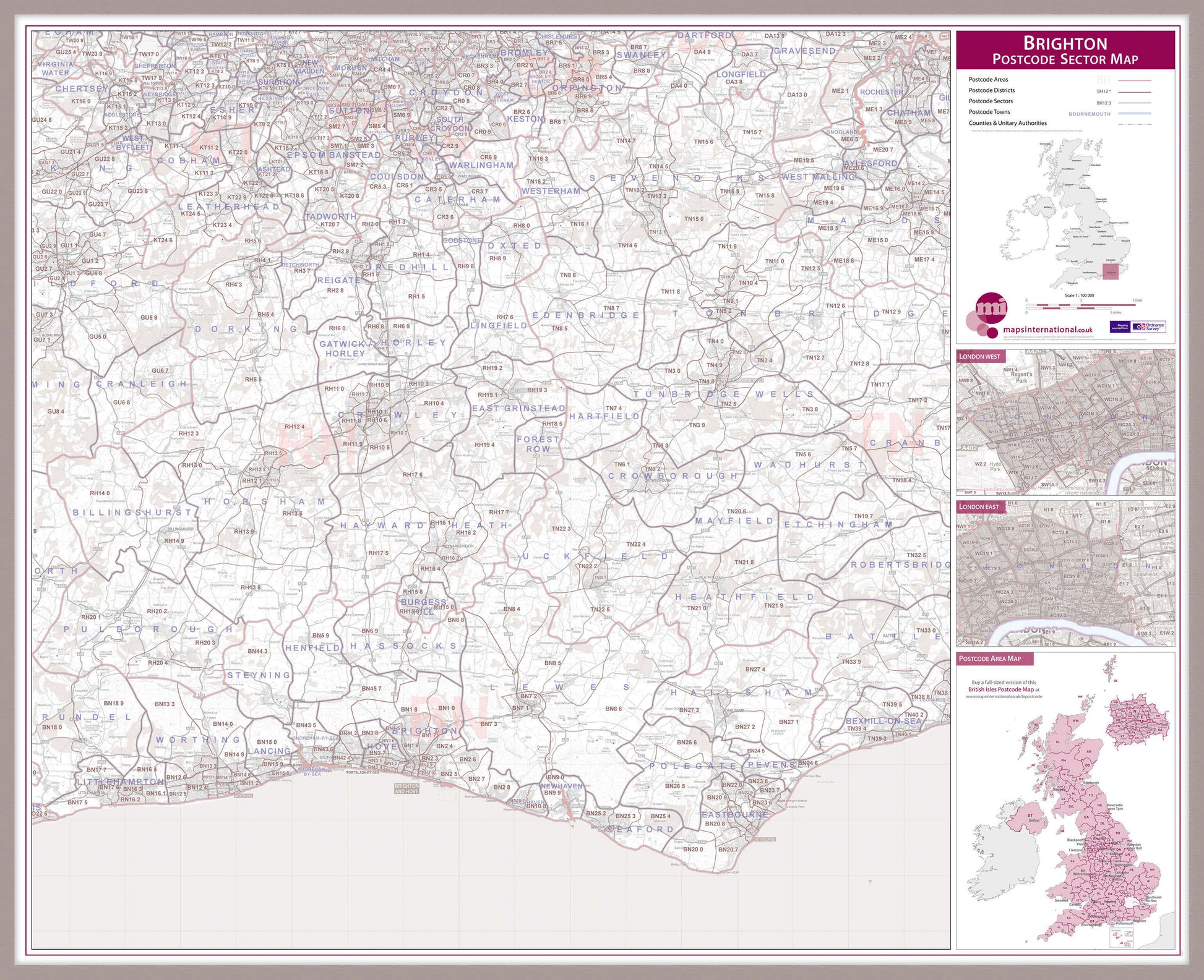 UK00764_L_MGFAL - Brighton Postcode Sector Map