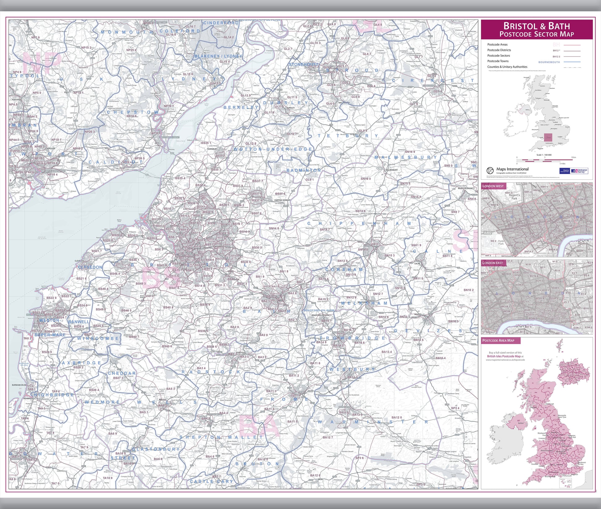 UK00765_L_LAMHB - Bristol and Bath Postcode Sector Map