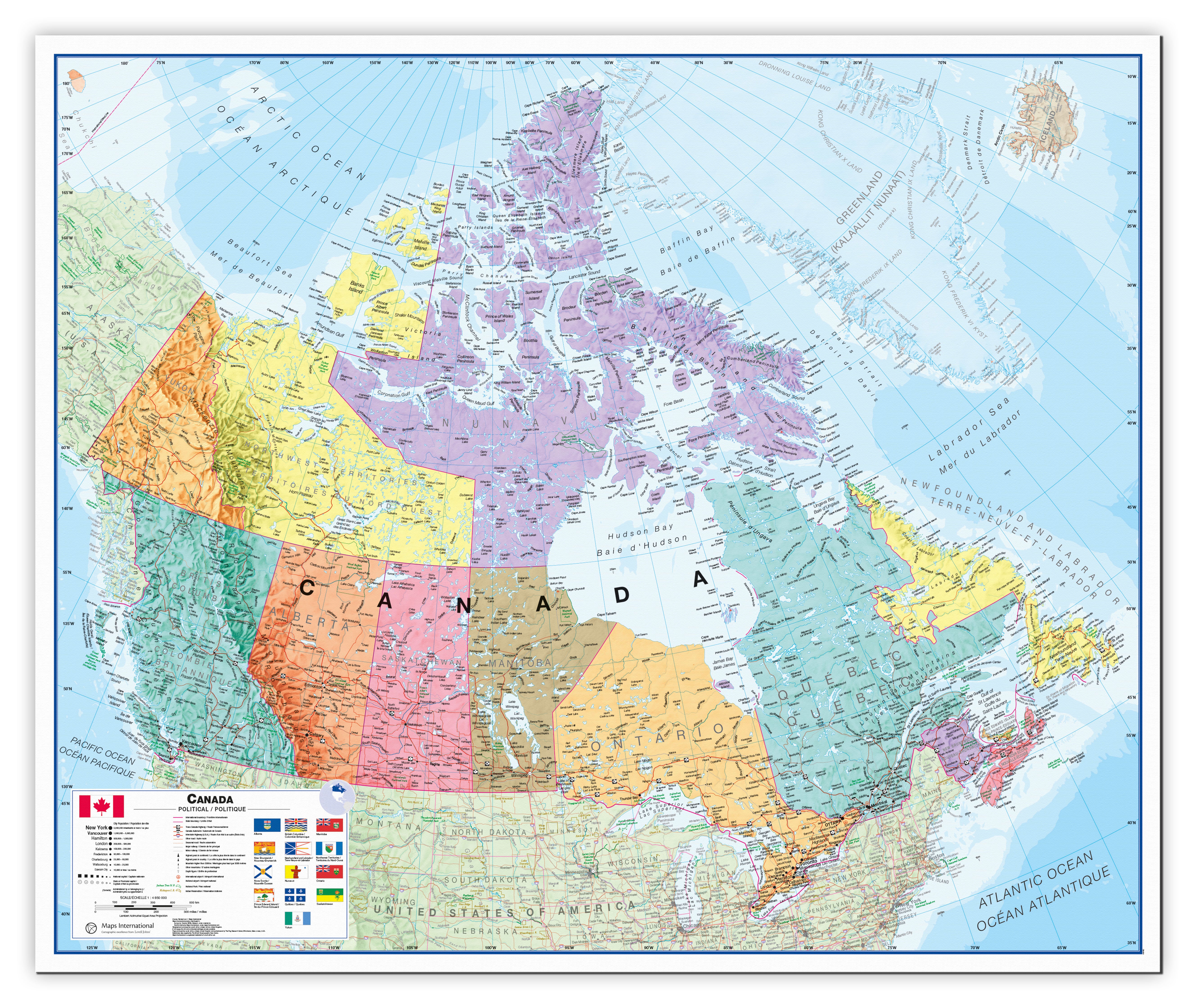 Canada Wall Map Political Canvas Canva