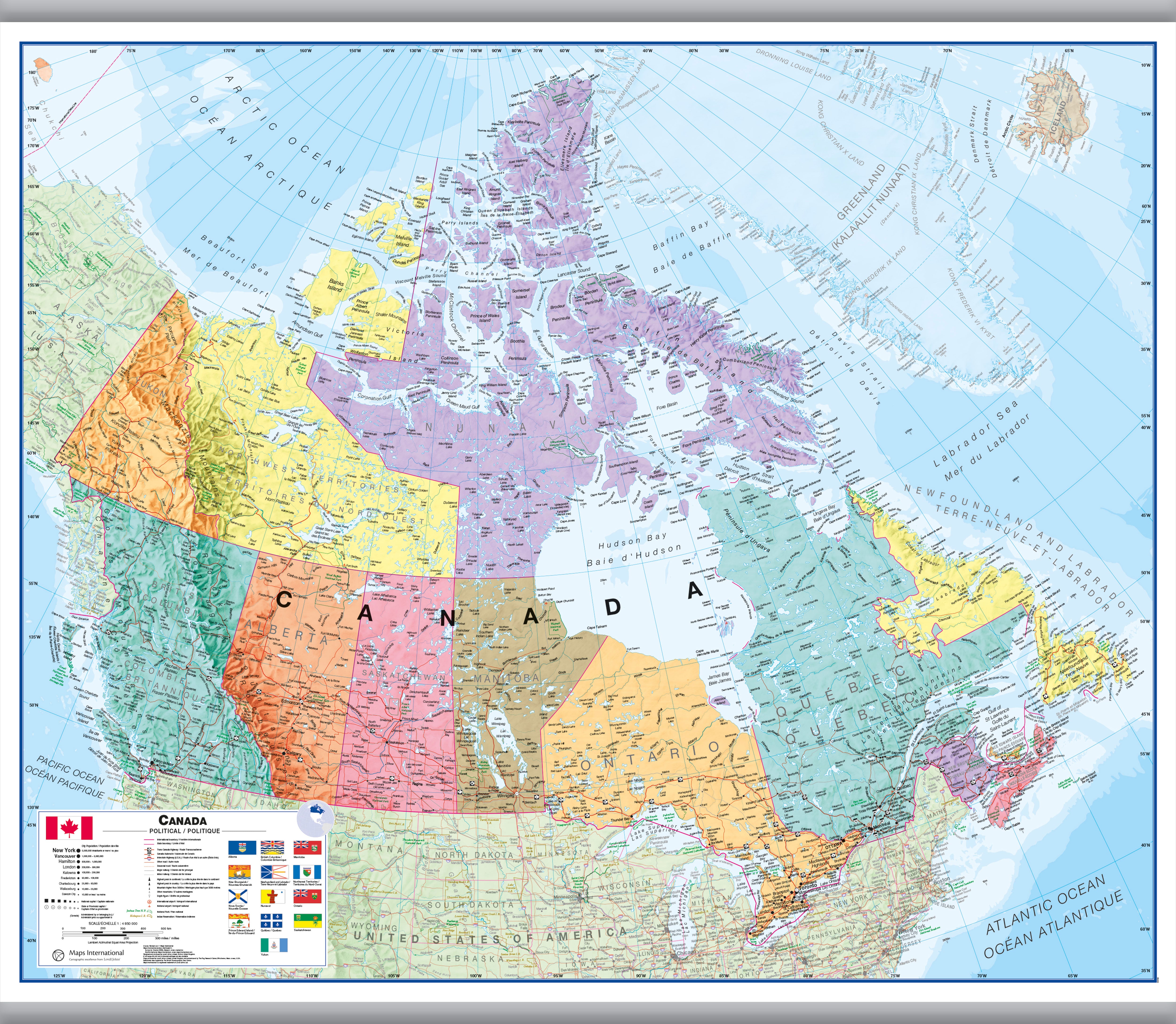 Canada Wall Map Political Hanging Bars Hangb 1