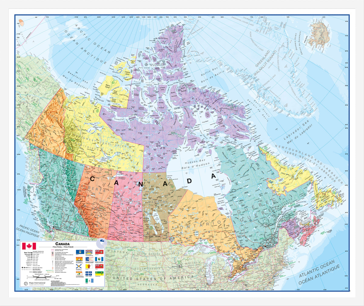 CM00404_S_WDWHI - Canada Wall Map Political