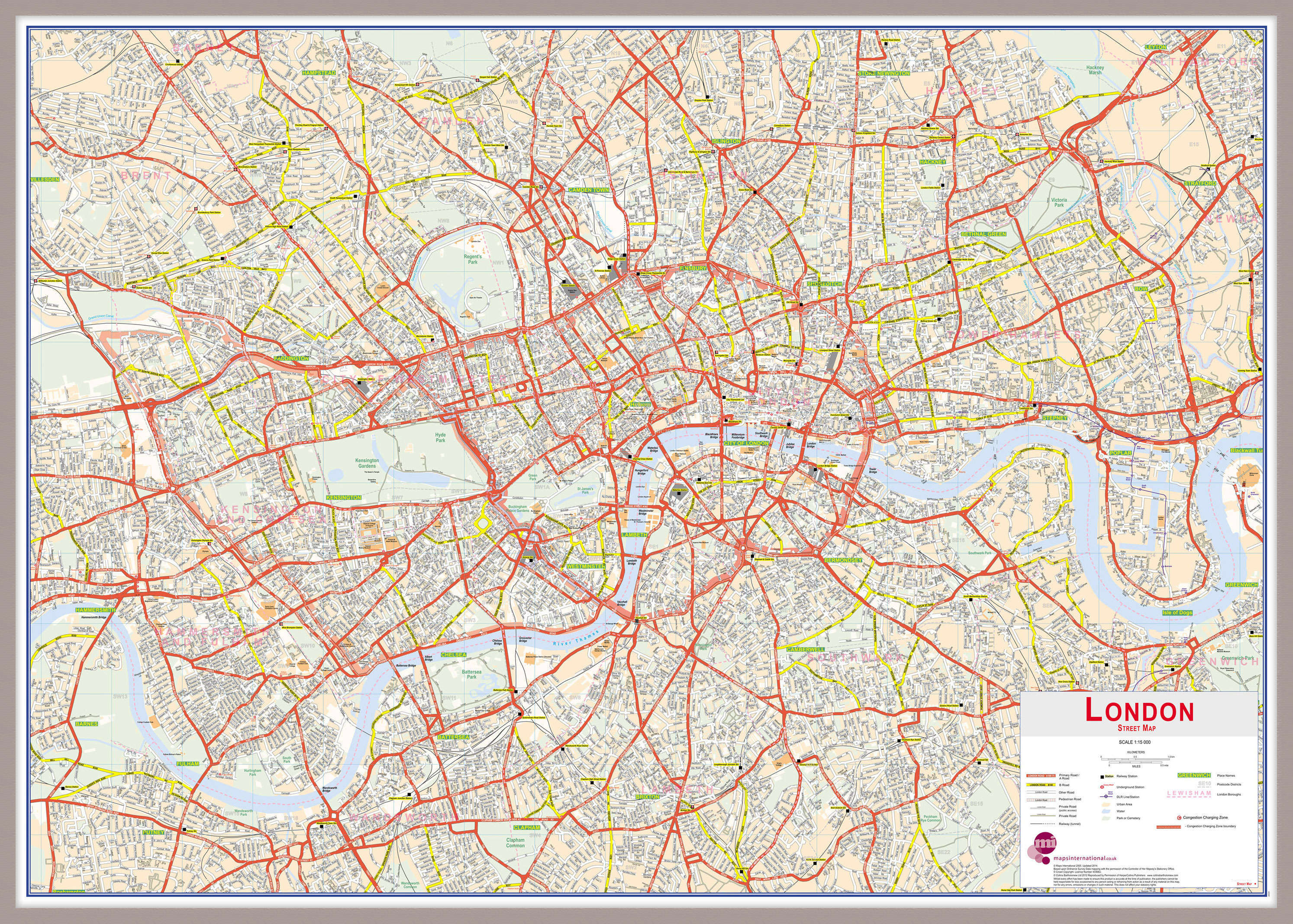 UK00029_L_MGFAL - Central London street Wall Map