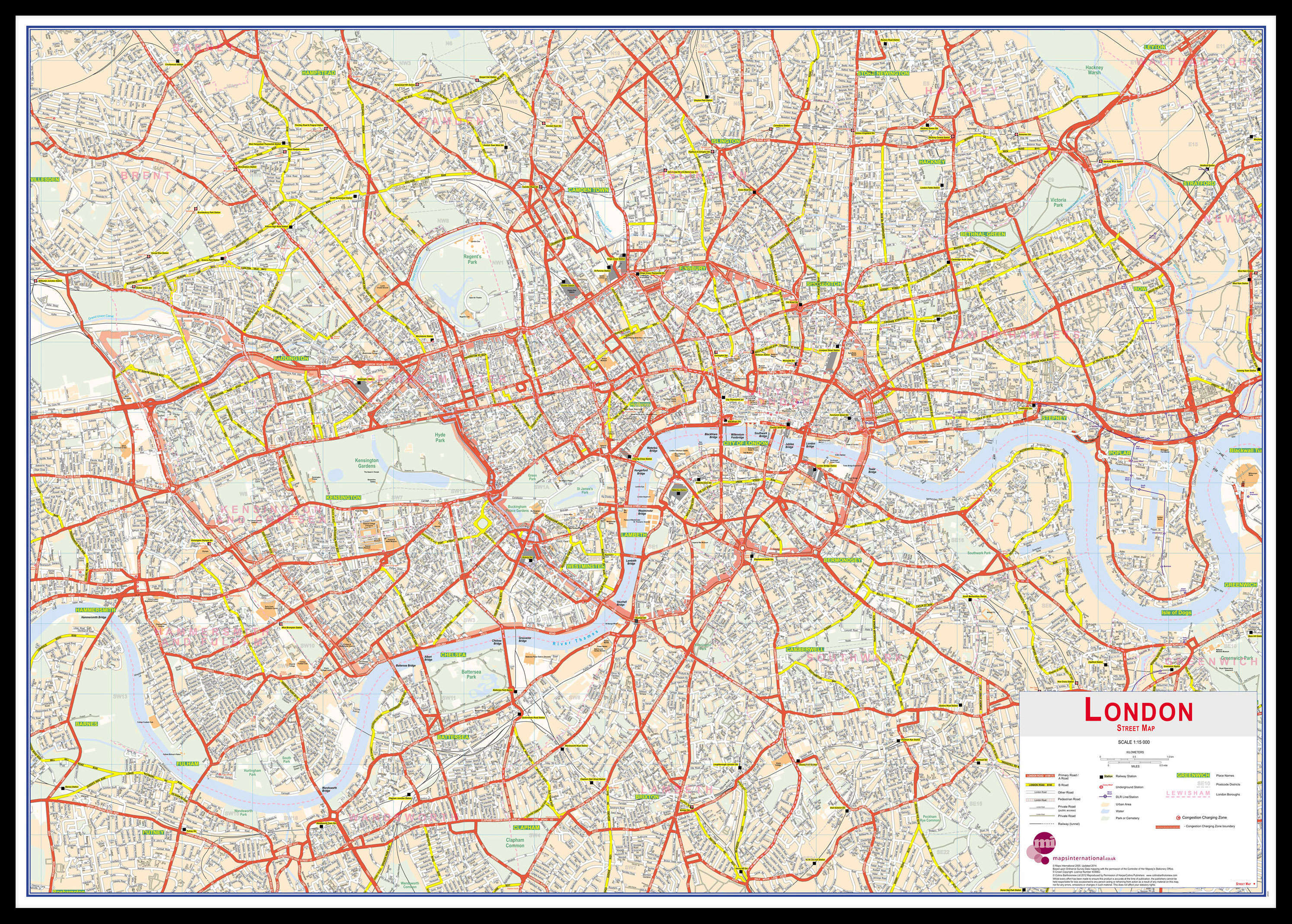 UK00029_L_LBDBL - Central London street Wall Map