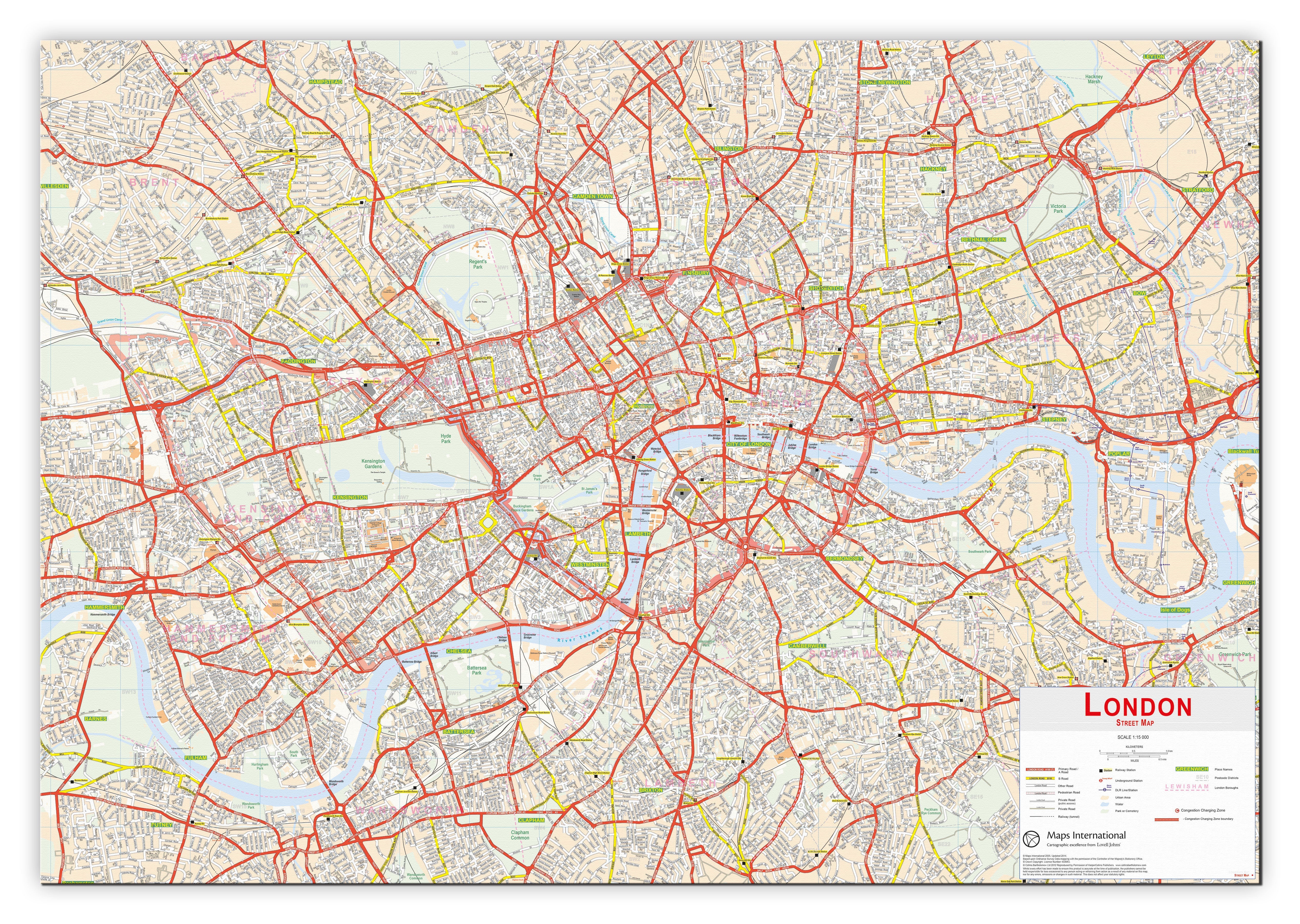 UK00029_L_CANVA - Central London street Wall Map