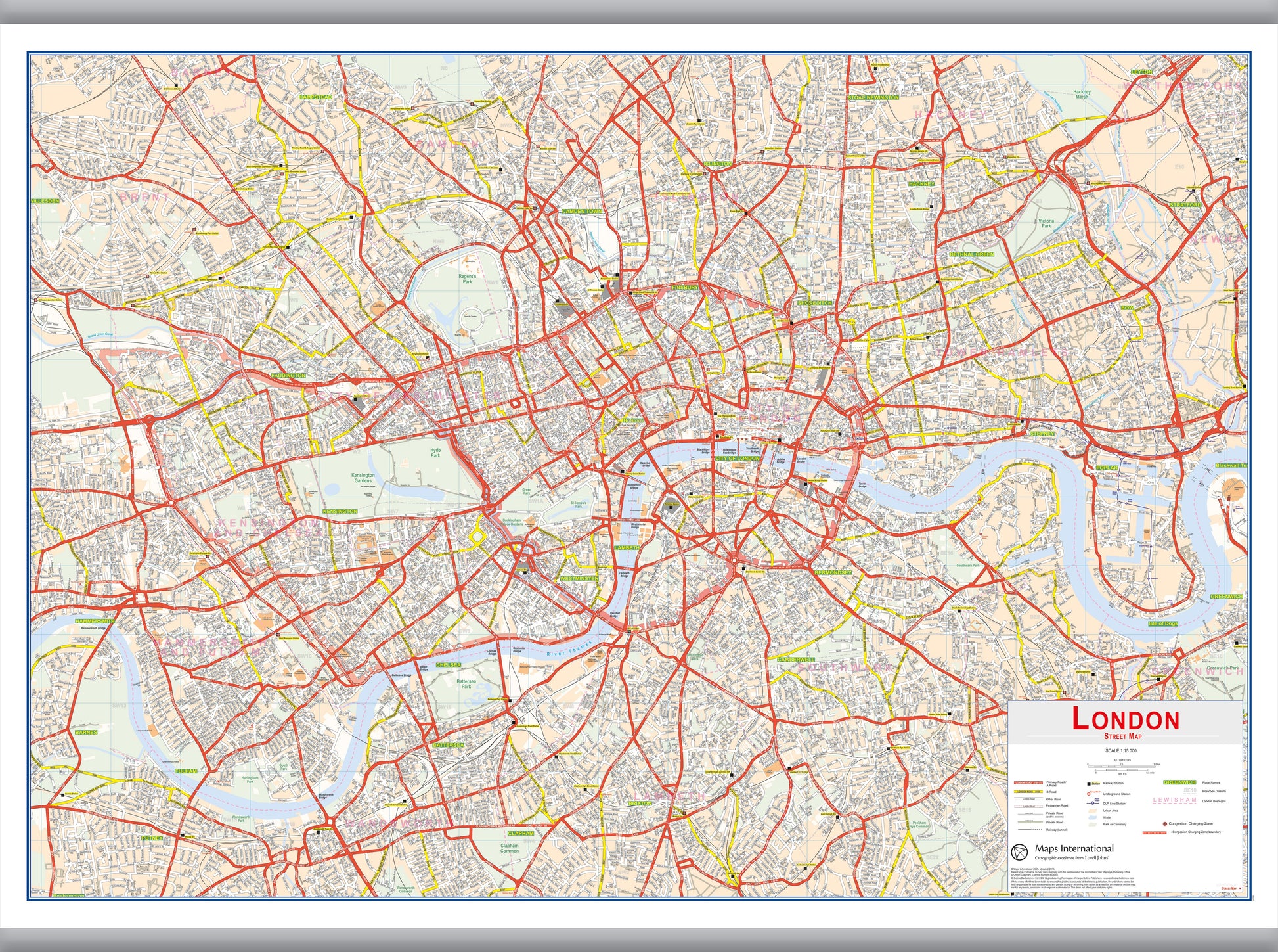 UK00029_H_LAMHB - Central London street Wall Map