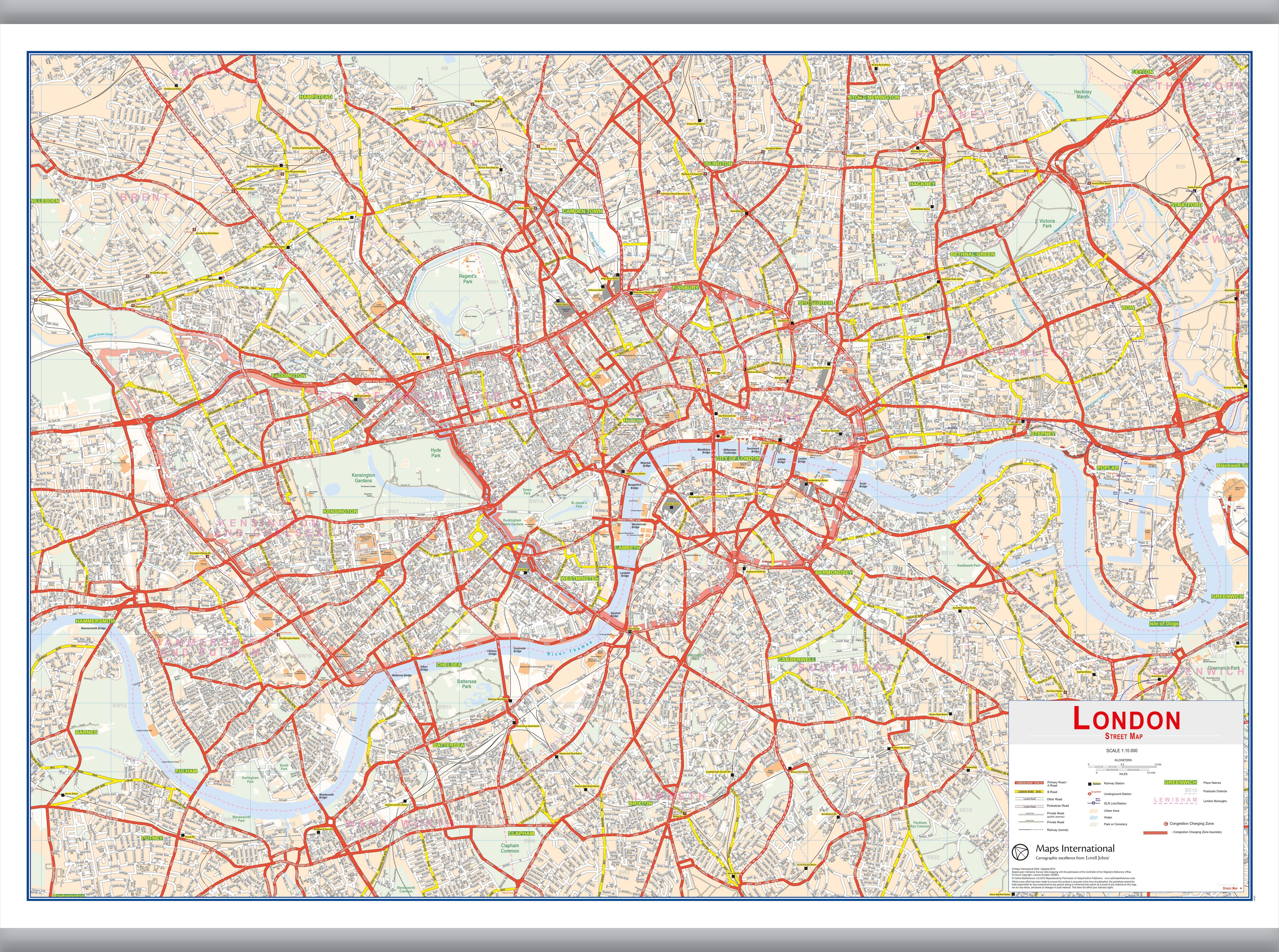 UK00029_L_LAMHB - Central London street Wall Map
